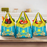 Personalised Kazakhstan Independence Day Grocery Bag Lilium Peregrinum - Kazakh Pattern
