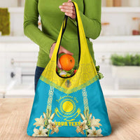 Personalised Kazakhstan Independence Day Grocery Bag Lilium Peregrinum - Kazakh Pattern