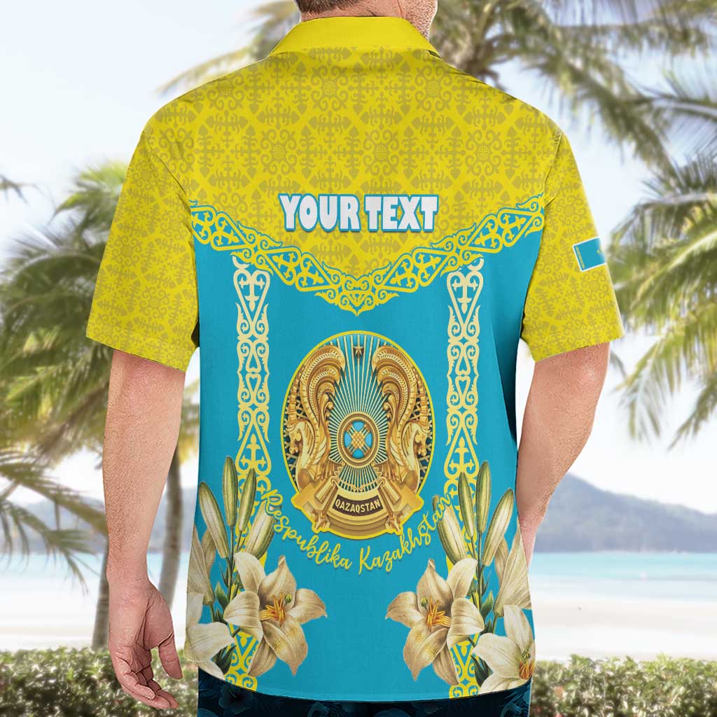 Personalised Kazakhstan Independence Day Hawaiian Shirt Lilium Peregrinum - Kazakh Pattern - Wonder Print Shop