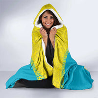 Personalised Kazakhstan Independence Day Hooded Blanket Lilium Peregrinum - Kazakh Pattern
