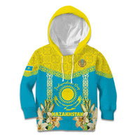 Personalised Kazakhstan Independence Day Kid Hoodie Lilium Peregrinum - Kazakh Pattern - Wonder Print Shop