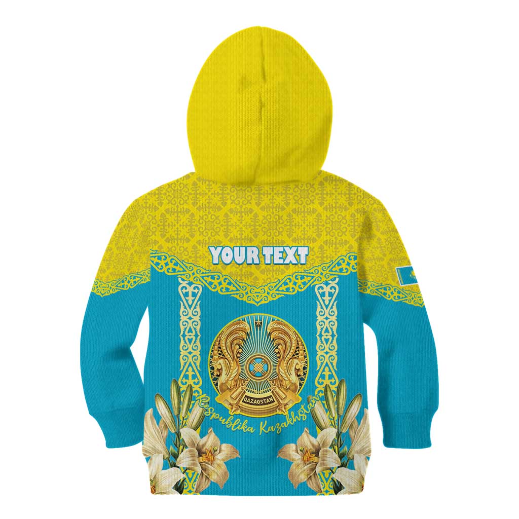 Personalised Kazakhstan Independence Day Kid Hoodie Lilium Peregrinum - Kazakh Pattern - Wonder Print Shop