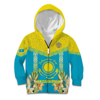 Personalised Kazakhstan Independence Day Kid Hoodie Lilium Peregrinum - Kazakh Pattern - Wonder Print Shop