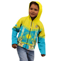 Personalised Kazakhstan Independence Day Kid Hoodie Lilium Peregrinum - Kazakh Pattern - Wonder Print Shop