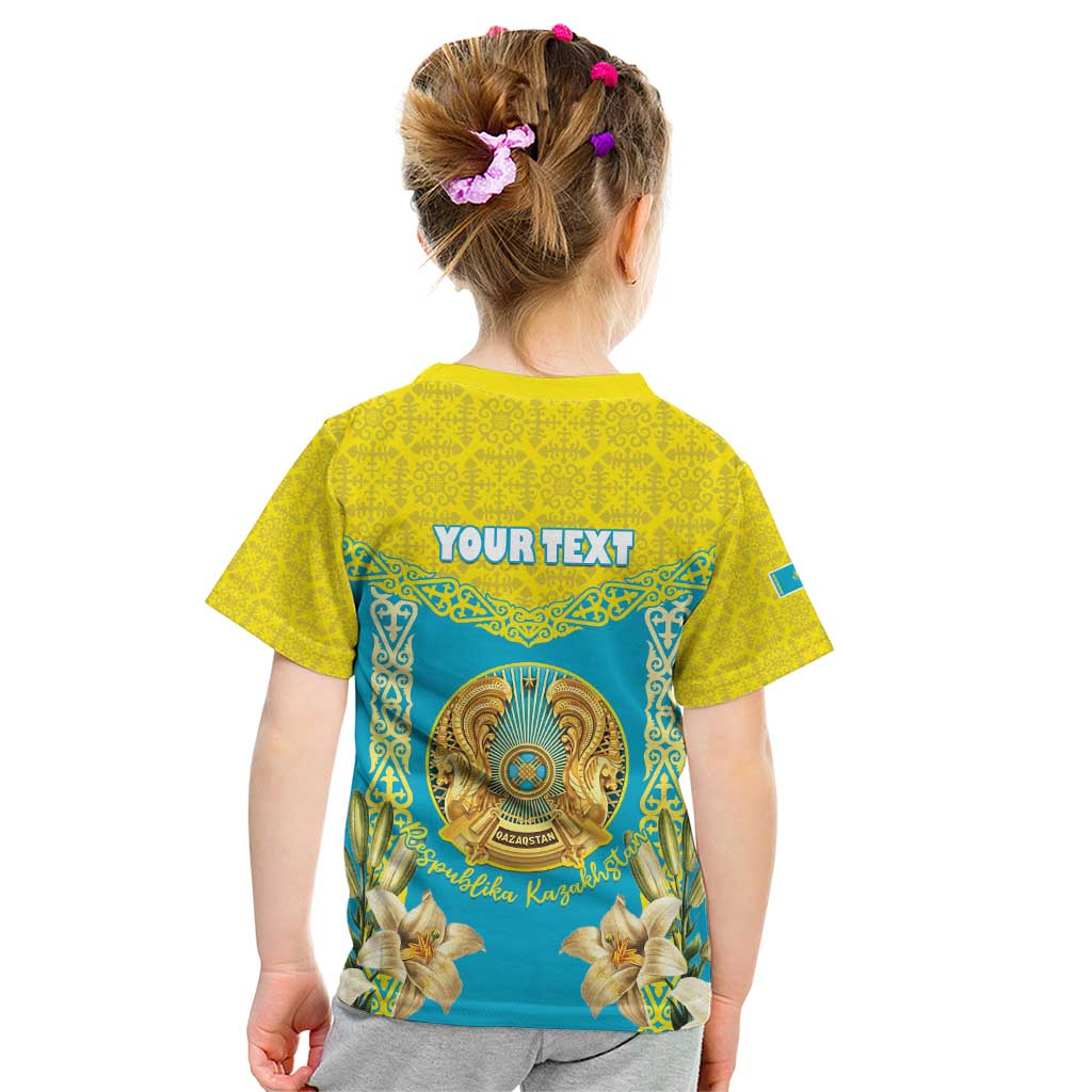 Personalised Kazakhstan Independence Day Kid T Shirt Lilium Peregrinum - Kazakh Pattern - Wonder Print Shop