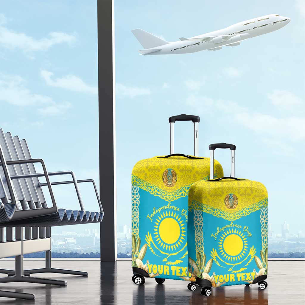 Personalised Kazakhstan Independence Day Luggage Cover Lilium Peregrinum - Kazakh Pattern - Wonder Print Shop
