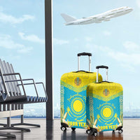 Personalised Kazakhstan Independence Day Luggage Cover Lilium Peregrinum - Kazakh Pattern - Wonder Print Shop