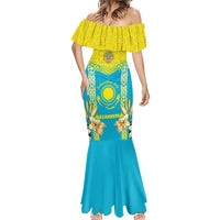 Personalised Kazakhstan Independence Day Mermaid Dress Lilium Peregrinum - Kazakh Pattern - Wonder Print Shop