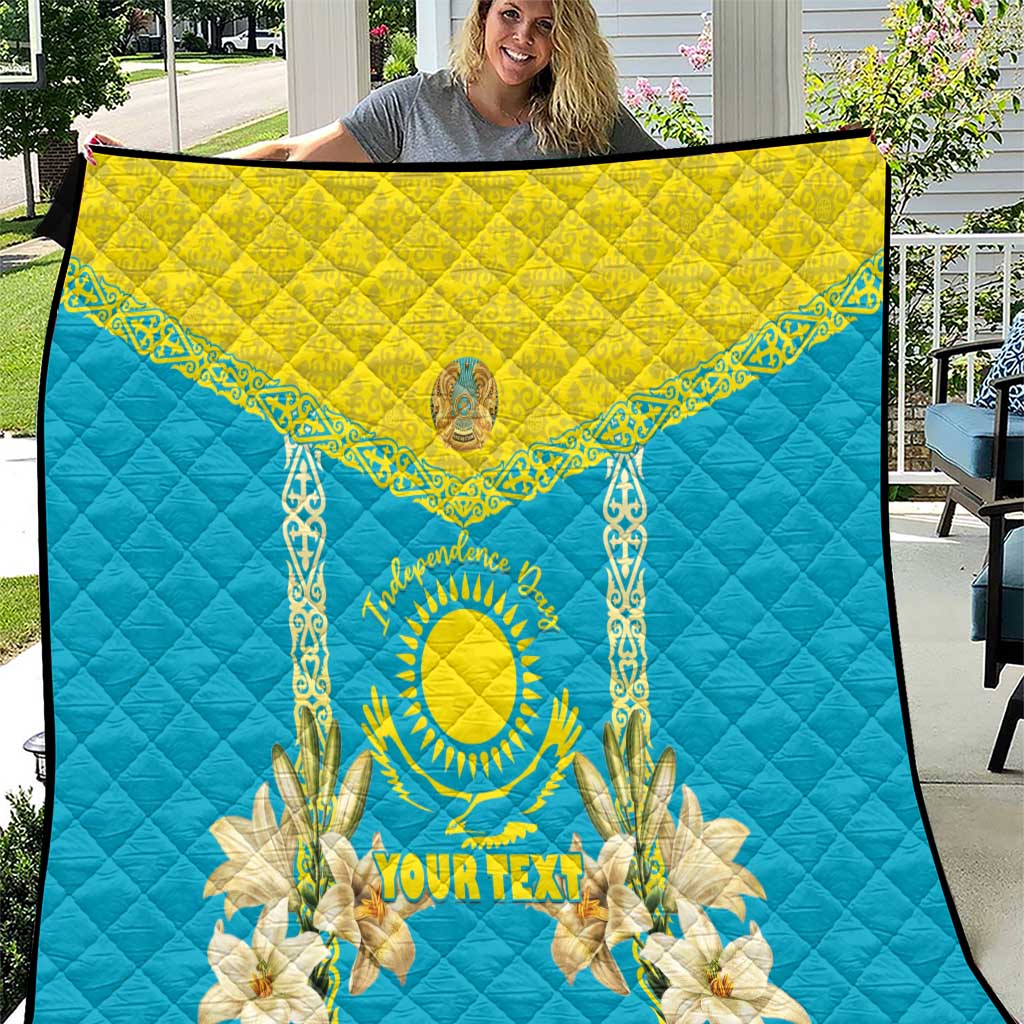 Personalised Kazakhstan Independence Day Quilt Lilium Peregrinum - Kazakh Pattern - Wonder Print Shop