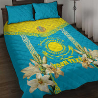 Personalised Kazakhstan Independence Day Quilt Bed Set Lilium Peregrinum - Kazakh Pattern - Wonder Print Shop
