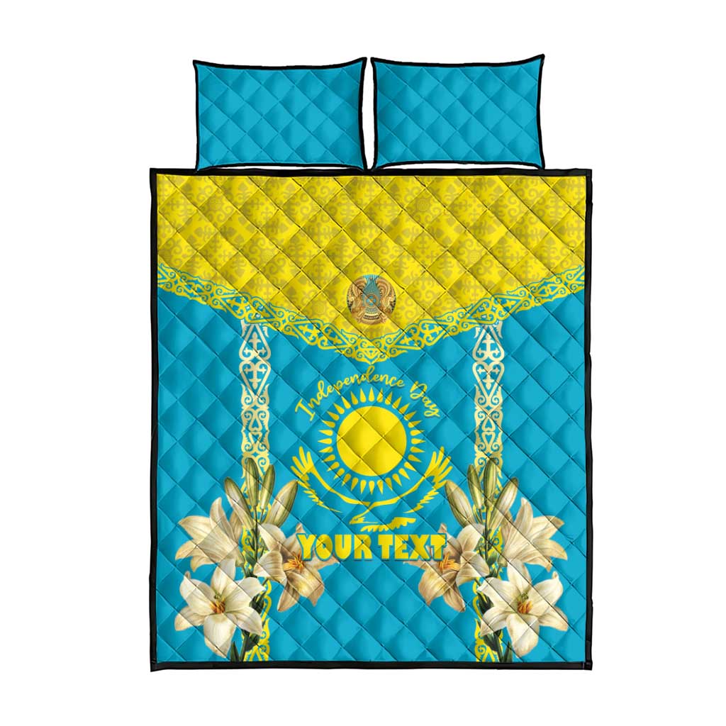 Personalised Kazakhstan Independence Day Quilt Bed Set Lilium Peregrinum - Kazakh Pattern - Wonder Print Shop