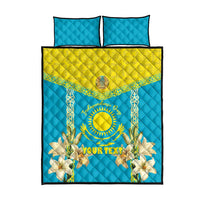Personalised Kazakhstan Independence Day Quilt Bed Set Lilium Peregrinum - Kazakh Pattern - Wonder Print Shop