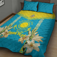 Personalised Kazakhstan Independence Day Quilt Bed Set Lilium Peregrinum - Kazakh Pattern - Wonder Print Shop