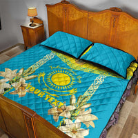 Personalised Kazakhstan Independence Day Quilt Bed Set Lilium Peregrinum - Kazakh Pattern - Wonder Print Shop