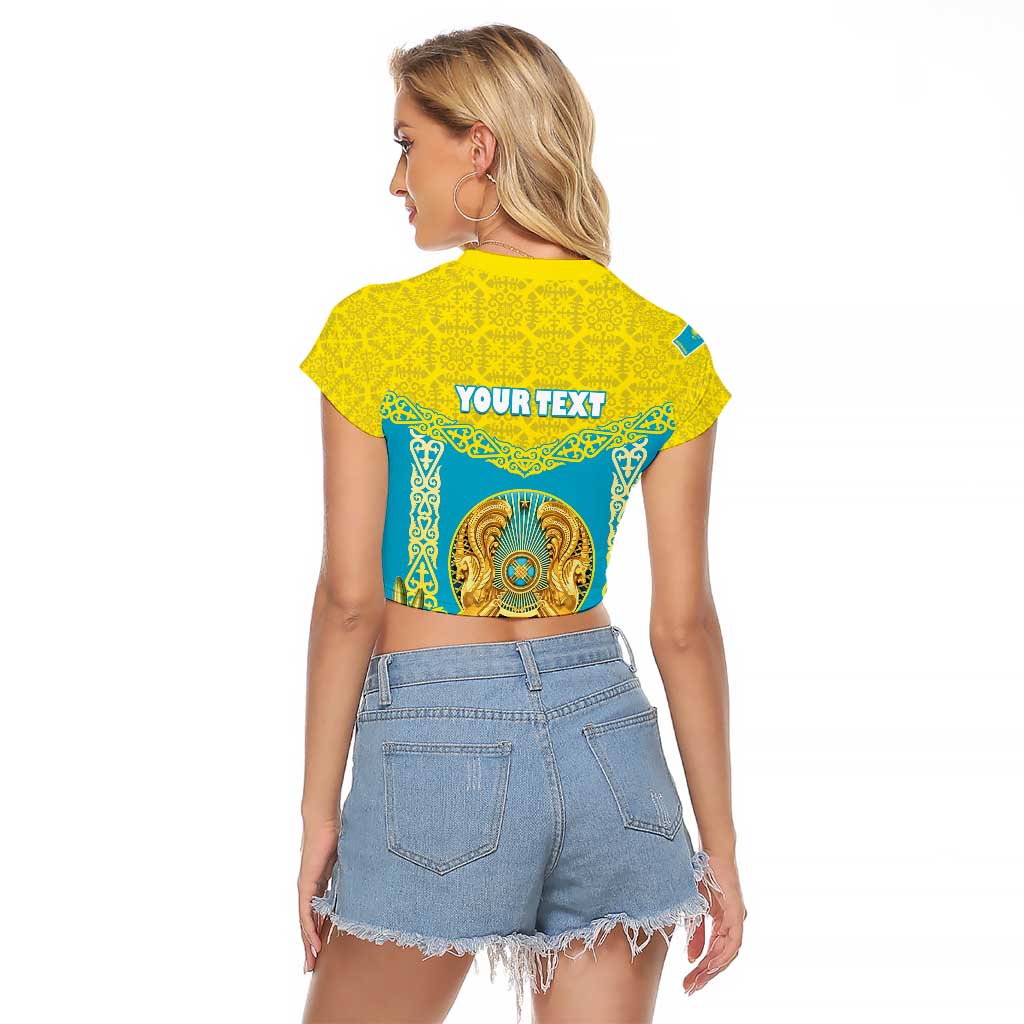 Personalised Kazakhstan Independence Day Raglan Cropped T Shirt Lilium Peregrinum - Kazakh Pattern - Wonder Print Shop