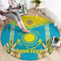 Personalised Kazakhstan Independence Day Round Carpet Lilium Peregrinum - Kazakh Pattern