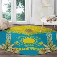 Personalised Kazakhstan Independence Day Round Carpet Lilium Peregrinum - Kazakh Pattern