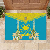 Personalised Kazakhstan Independence Day Rubber Doormat Lilium Peregrinum - Kazakh Pattern - Wonder Print Shop