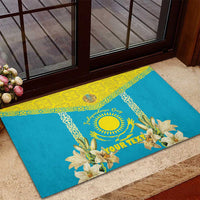Personalised Kazakhstan Independence Day Rubber Doormat Lilium Peregrinum - Kazakh Pattern - Wonder Print Shop