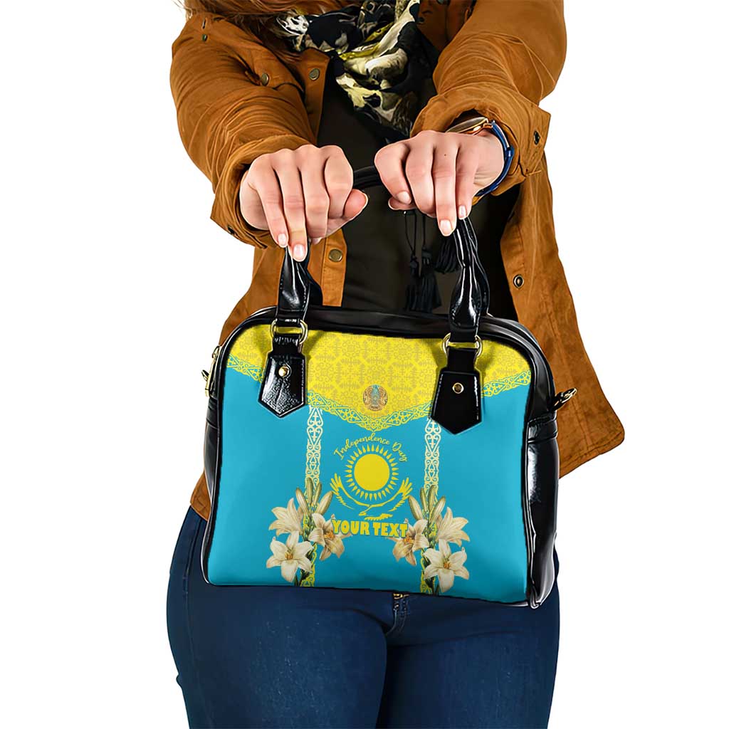 Personalised Kazakhstan Independence Day Shoulder Handbag Lilium Peregrinum - Kazakh Pattern