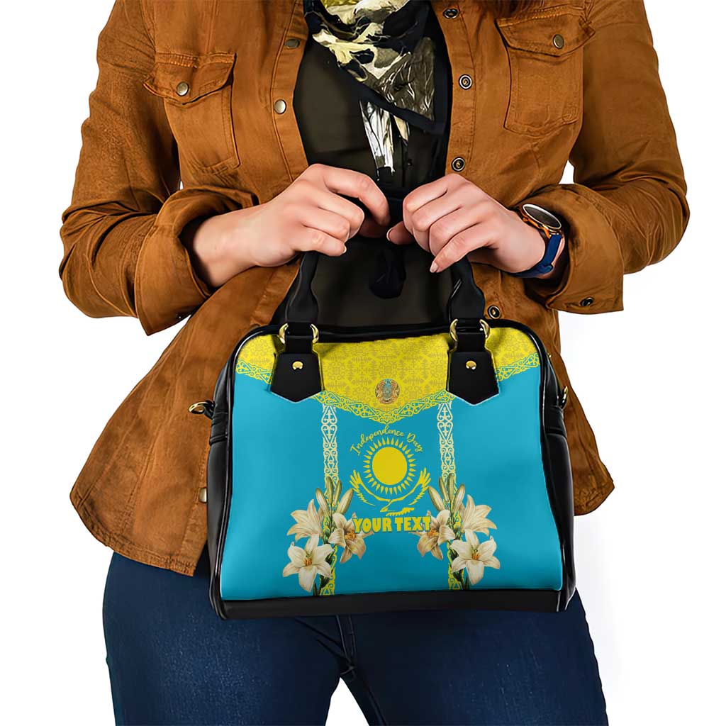 Personalised Kazakhstan Independence Day Shoulder Handbag Lilium Peregrinum - Kazakh Pattern