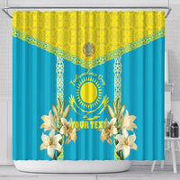 Personalised Kazakhstan Independence Day Shower Curtain Lilium Peregrinum - Kazakh Pattern