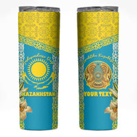 Personalised Kazakhstan Independence Day Skinny Tumbler Lilium Peregrinum - Kazakh Pattern - Wonder Print Shop