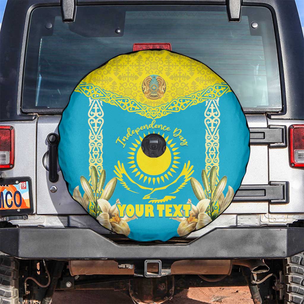 Personalised Kazakhstan Independence Day Spare Tire Cover Lilium Peregrinum - Kazakh Pattern - Wonder Print Shop