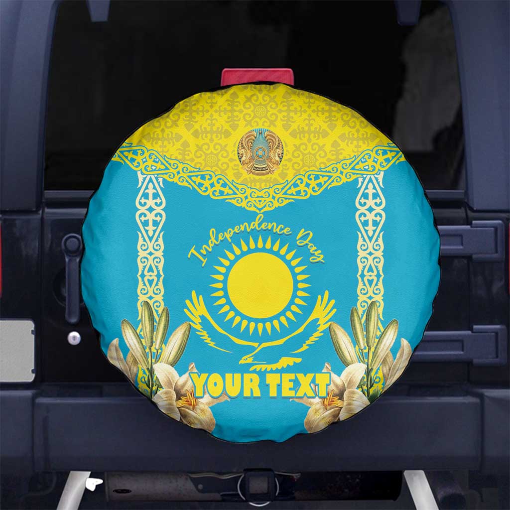 Personalised Kazakhstan Independence Day Spare Tire Cover Lilium Peregrinum - Kazakh Pattern - Wonder Print Shop