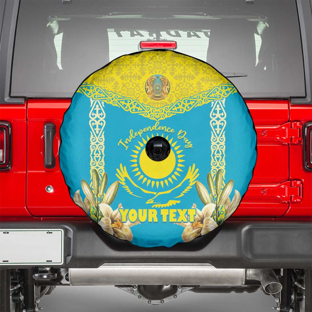 Personalised Kazakhstan Independence Day Spare Tire Cover Lilium Peregrinum - Kazakh Pattern - Wonder Print Shop