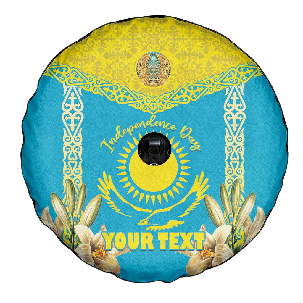 Personalised Kazakhstan Independence Day Spare Tire Cover Lilium Peregrinum - Kazakh Pattern - Wonder Print Shop