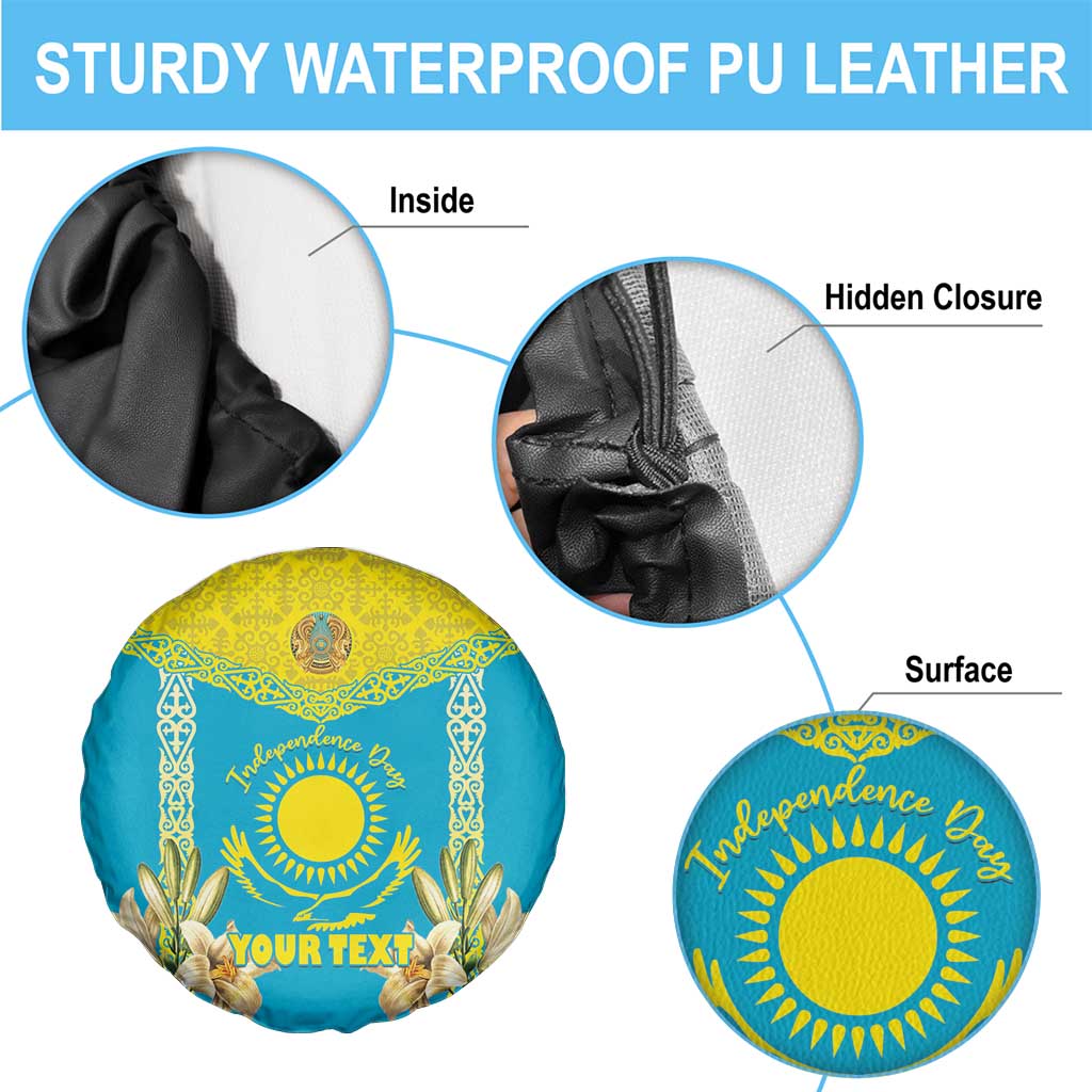 Personalised Kazakhstan Independence Day Spare Tire Cover Lilium Peregrinum - Kazakh Pattern - Wonder Print Shop