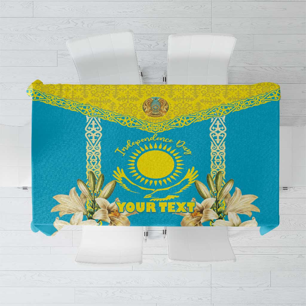 Personalised Kazakhstan Independence Day Tablecloth Lilium Peregrinum - Kazakh Pattern - Wonder Print Shop