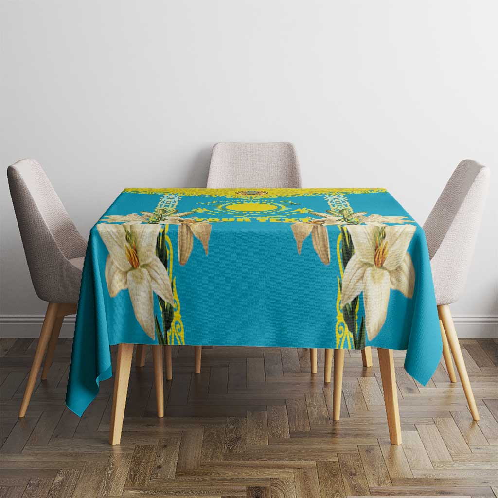 Personalised Kazakhstan Independence Day Tablecloth Lilium Peregrinum - Kazakh Pattern - Wonder Print Shop