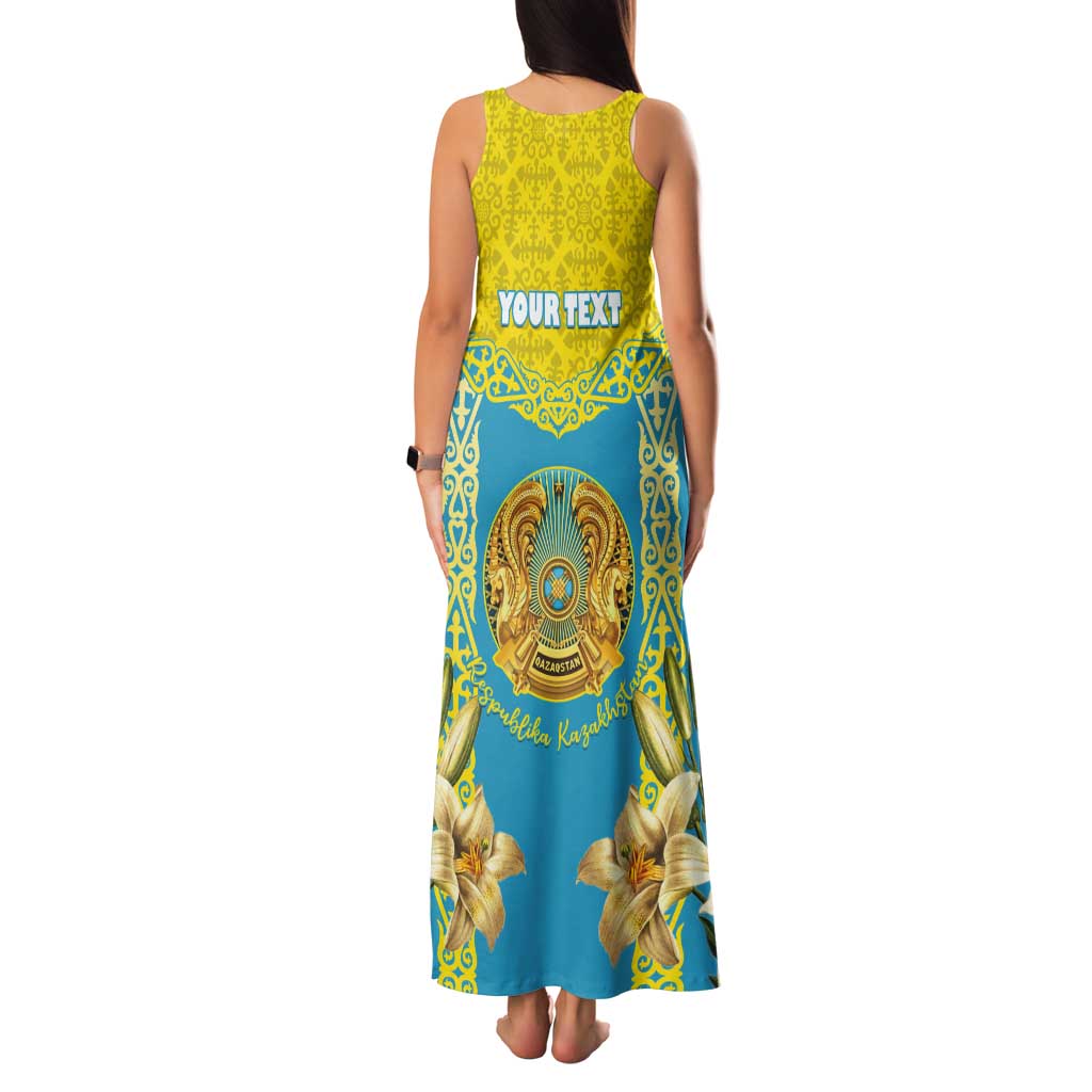 Personalised Kazakhstan Independence Day Tank Maxi Dress Lilium Peregrinum - Kazakh Pattern - Wonder Print Shop