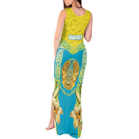 Personalised Kazakhstan Independence Day Tank Maxi Dress Lilium Peregrinum - Kazakh Pattern - Wonder Print Shop
