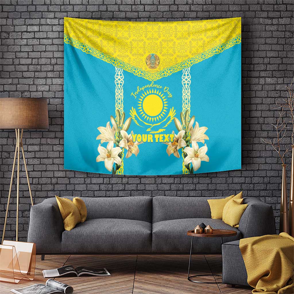 Personalised Kazakhstan Independence Day Tapestry Lilium Peregrinum - Kazakh Pattern - Wonder Print Shop
