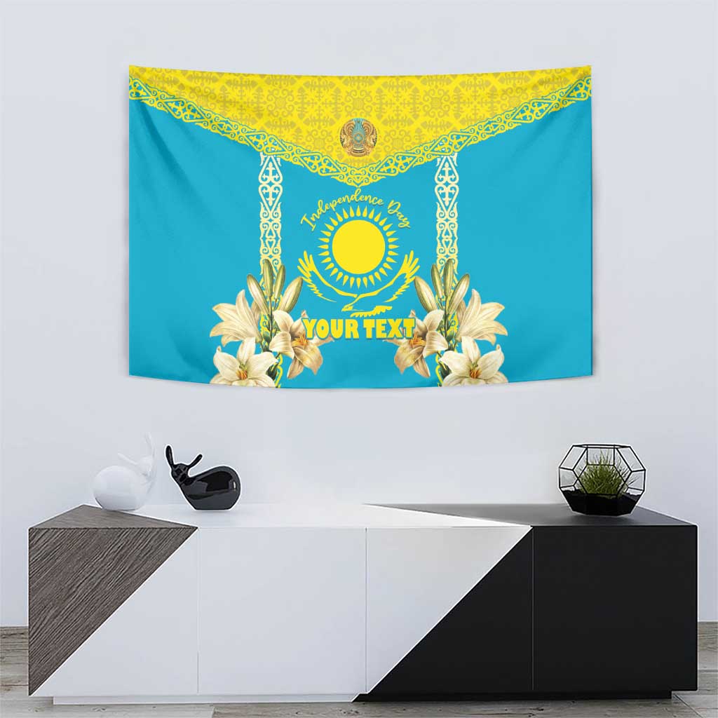 Personalised Kazakhstan Independence Day Tapestry Lilium Peregrinum - Kazakh Pattern - Wonder Print Shop