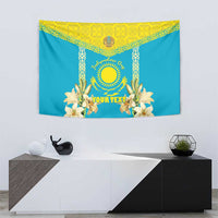 Personalised Kazakhstan Independence Day Tapestry Lilium Peregrinum - Kazakh Pattern - Wonder Print Shop