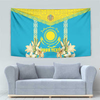 Personalised Kazakhstan Independence Day Tapestry Lilium Peregrinum - Kazakh Pattern - Wonder Print Shop