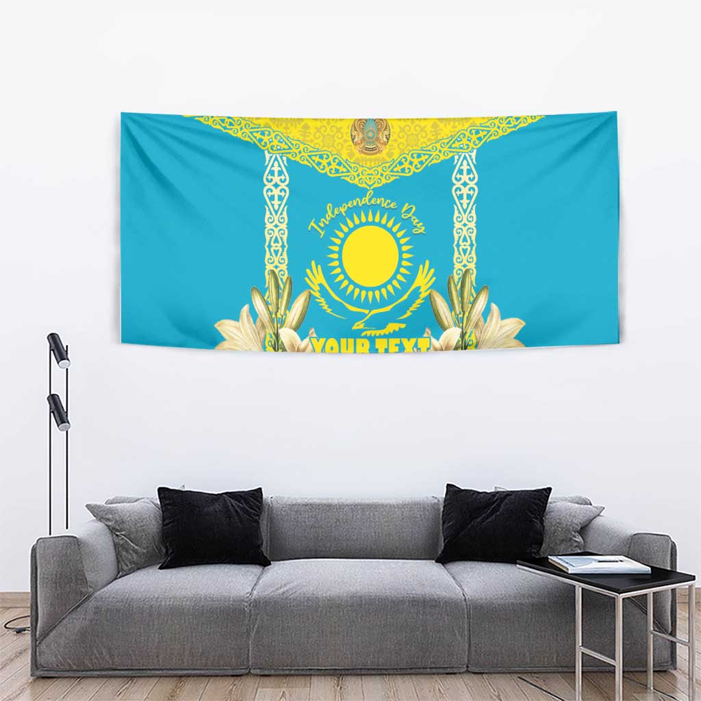 Personalised Kazakhstan Independence Day Tapestry Lilium Peregrinum - Kazakh Pattern - Wonder Print Shop