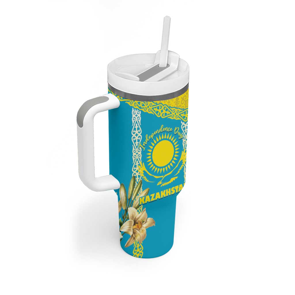 Personalised Kazakhstan Independence Day Tumbler With Handle Lilium Peregrinum - Kazakh Pattern - Wonder Print Shop