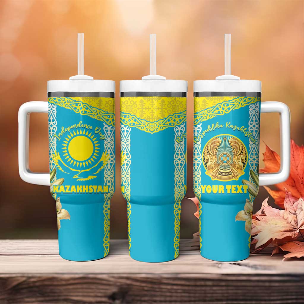 Personalised Kazakhstan Independence Day Tumbler With Handle Lilium Peregrinum - Kazakh Pattern - Wonder Print Shop