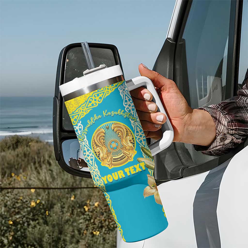 Personalised Kazakhstan Independence Day Tumbler With Handle Lilium Peregrinum - Kazakh Pattern - Wonder Print Shop