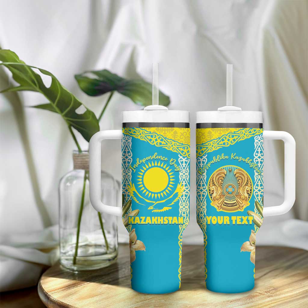 Personalised Kazakhstan Independence Day Tumbler With Handle Lilium Peregrinum - Kazakh Pattern - Wonder Print Shop