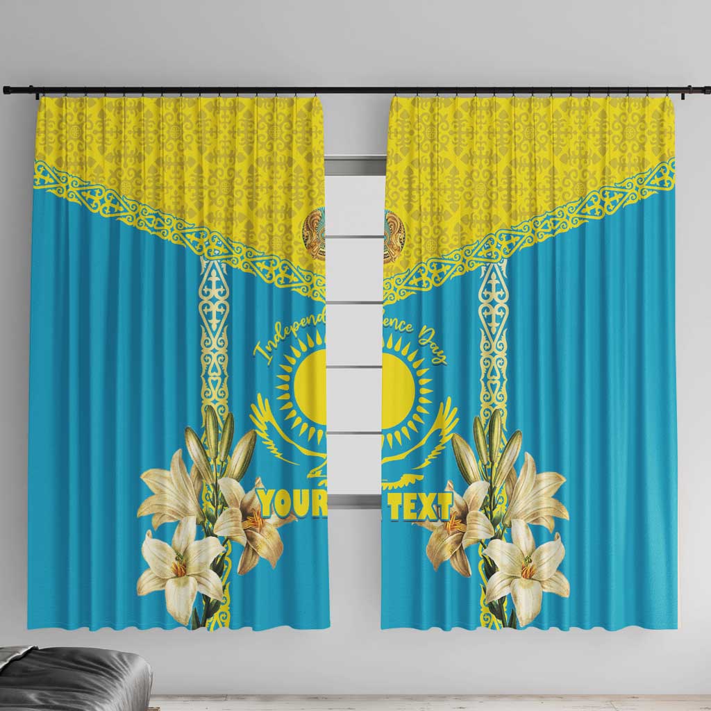 Personalised Kazakhstan Independence Day Window Curtain Lilium Peregrinum - Kazakh Pattern - Wonder Print Shop