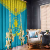 Personalised Kazakhstan Independence Day Window Curtain Lilium Peregrinum - Kazakh Pattern - Wonder Print Shop