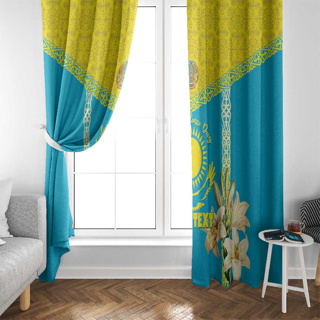 Personalised Kazakhstan Independence Day Window Curtain Lilium Peregrinum - Kazakh Pattern - Wonder Print Shop