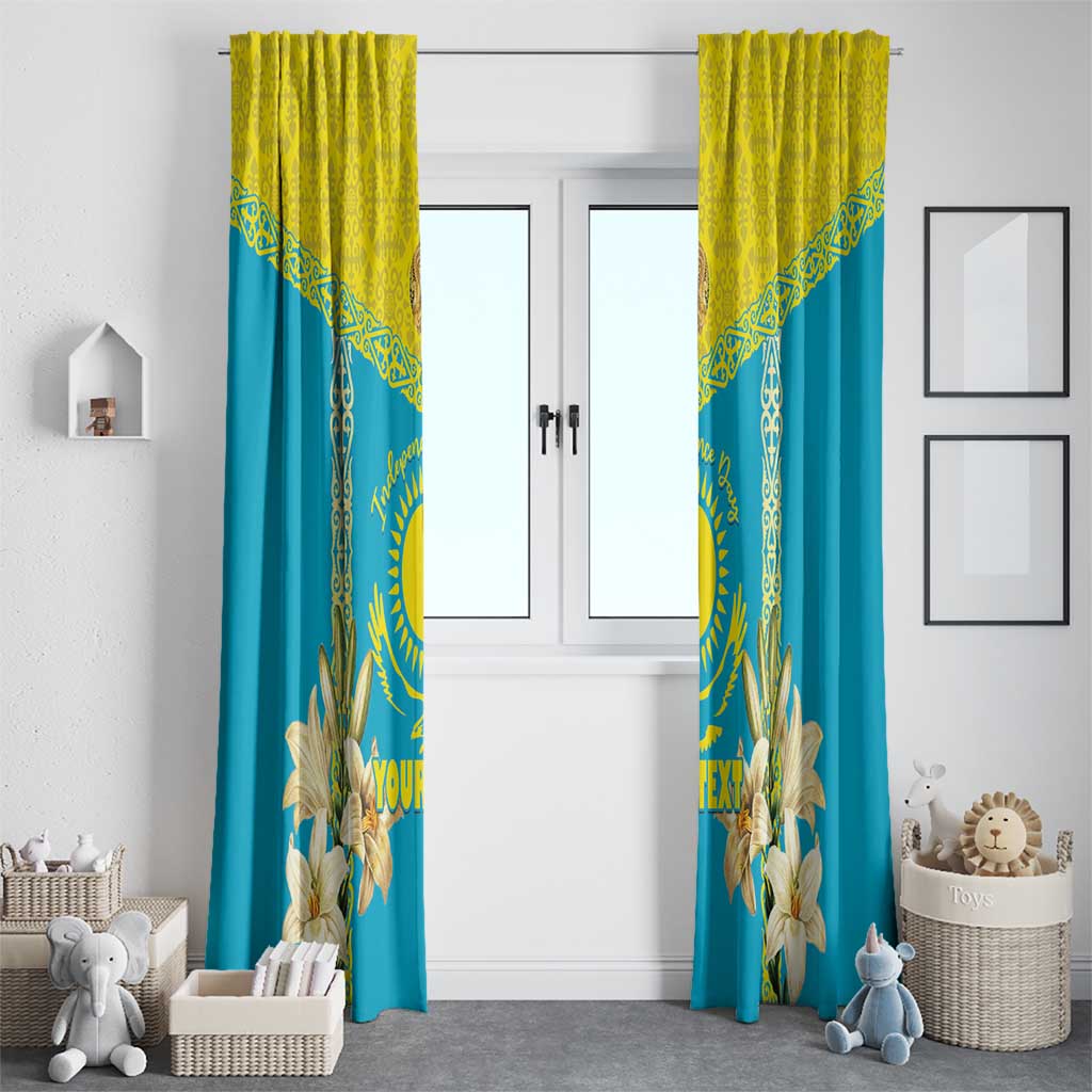 Personalised Kazakhstan Independence Day Window Curtain Lilium Peregrinum - Kazakh Pattern - Wonder Print Shop