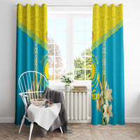 Personalised Kazakhstan Independence Day Window Curtain Lilium Peregrinum - Kazakh Pattern - Wonder Print Shop